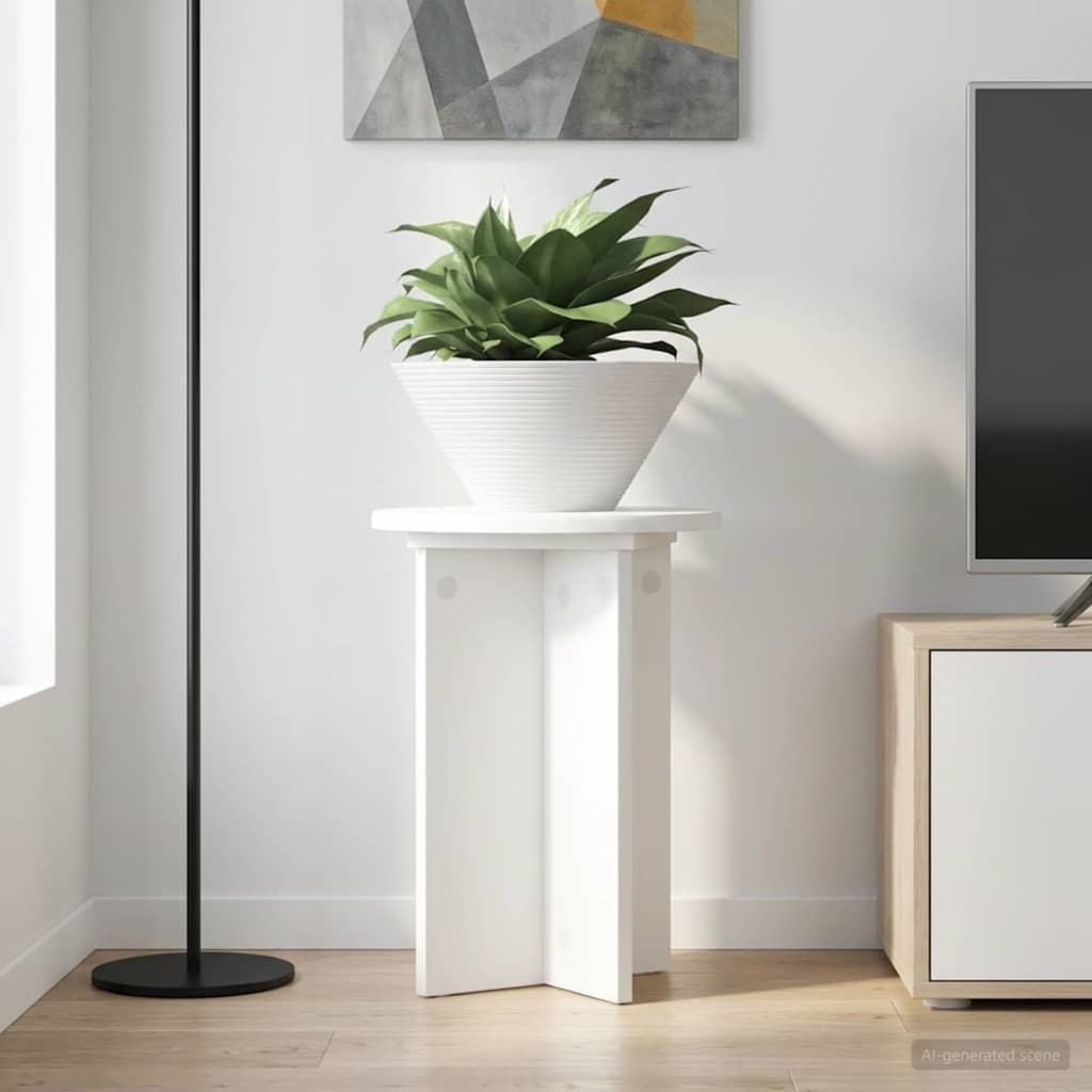 Plantenstandaard 2 pcs Wit Ø29,5 x 40 cm Bewerkt hout image 1