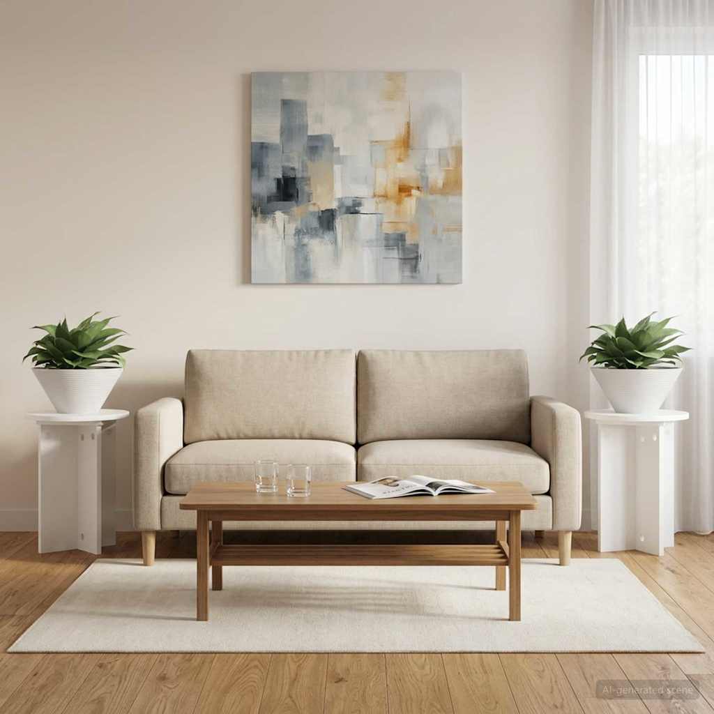 Stojalo za rastline 2 pcs Bela Ø29,5 x 40 cm Inženirski les - slika 4