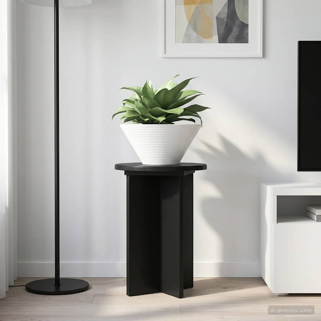 Plantenstandaard 2 pcs Zwart Ø29,5 x 40 cm Bewerkt hout image 1