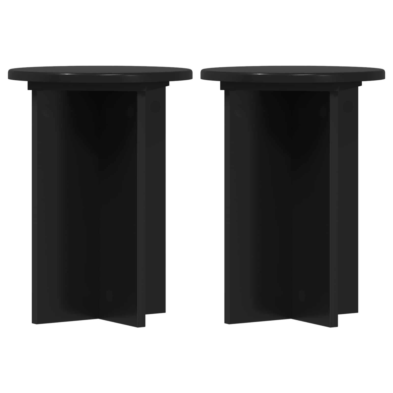 Plantenstandaard 2 pcs Zwart Ø29,5 x 40 cm Bewerkt hout image 2