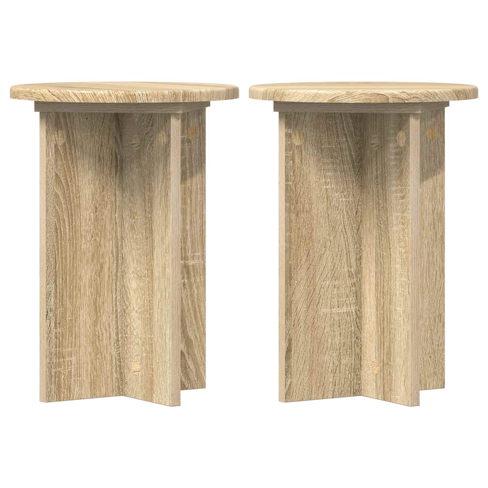 Plantenstandaard 2 pcs Sonoma Eiken Ø29,5 x 40 cm Bewerkt hout image 2