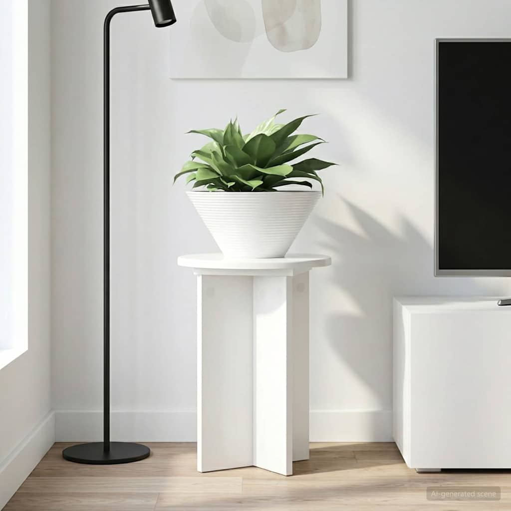 Plantenstandaard 2 pcs Hoogglans Wit Ø29,5 x 40 cm Bewerkt hout image 1