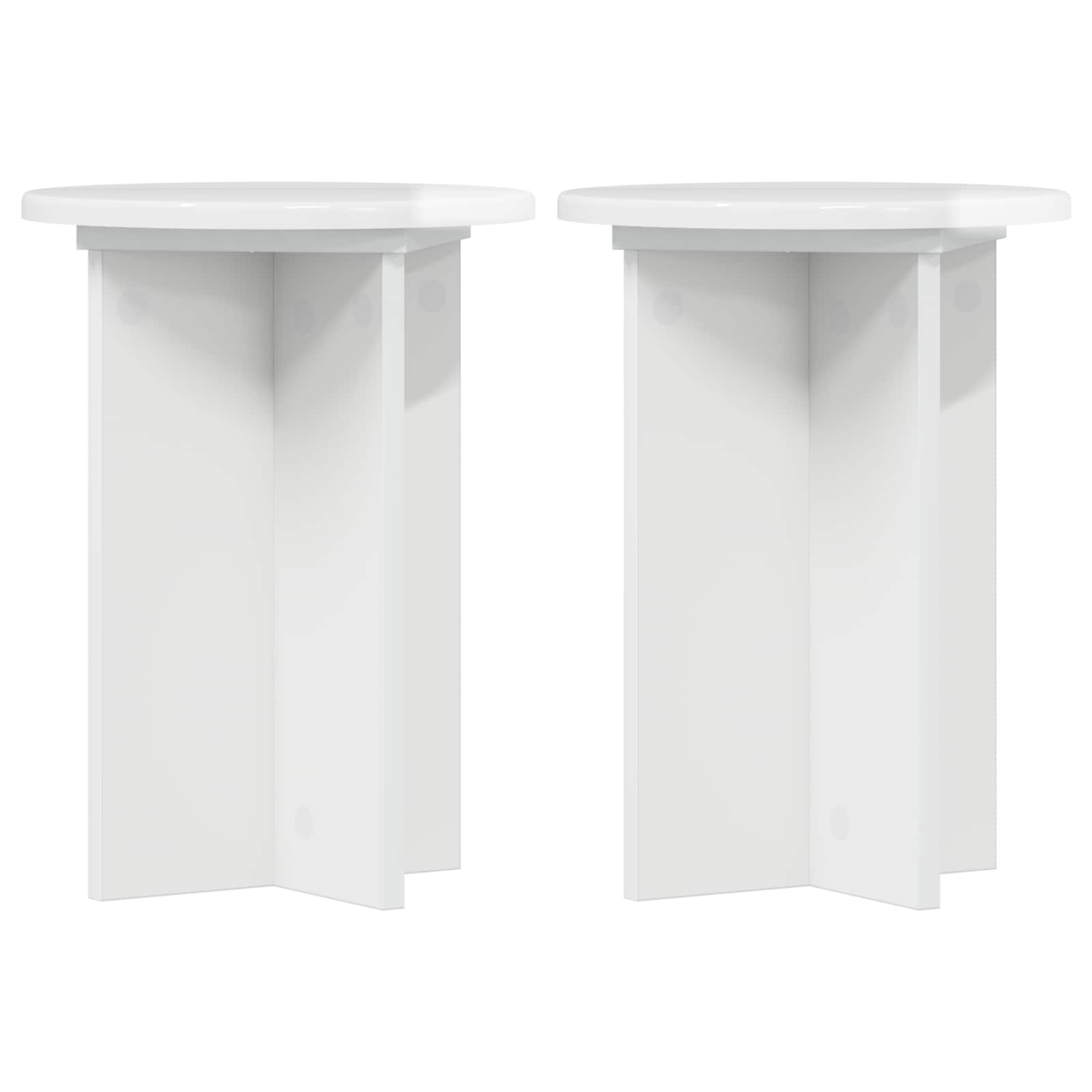 Plantenstandaard 2 pcs Hoogglans Wit Ø29,5 x 40 cm Bewerkt hout image 2