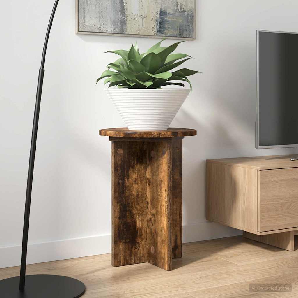 Plantenstandaard 2 pcs Gerookt eiken Ø29,5 x 40 cm Bewerkt hout image 1