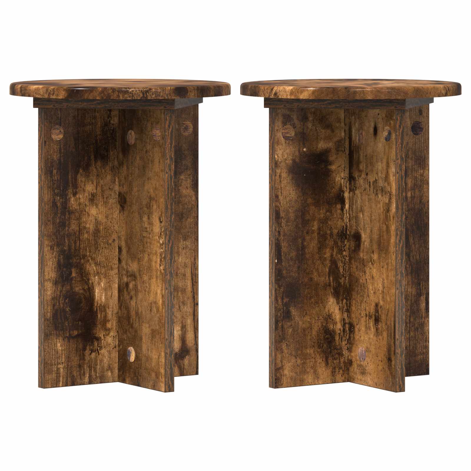 Plantenstandaard 2 pcs Gerookt eiken Ø29,5 x 40 cm Bewerkt hout image 2