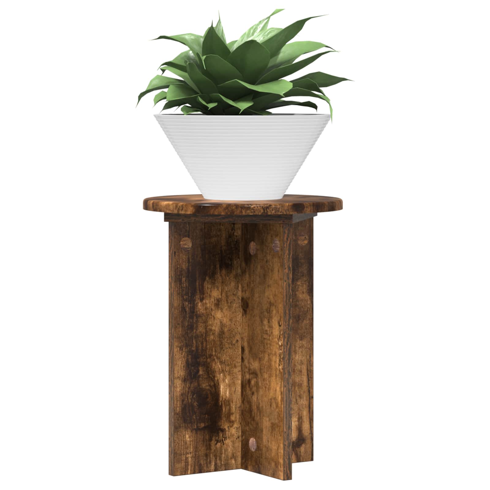 Plantenstandaard 2 pcs Gerookt eiken Ø29,5 x 40 cm Bewerkt hout image 3