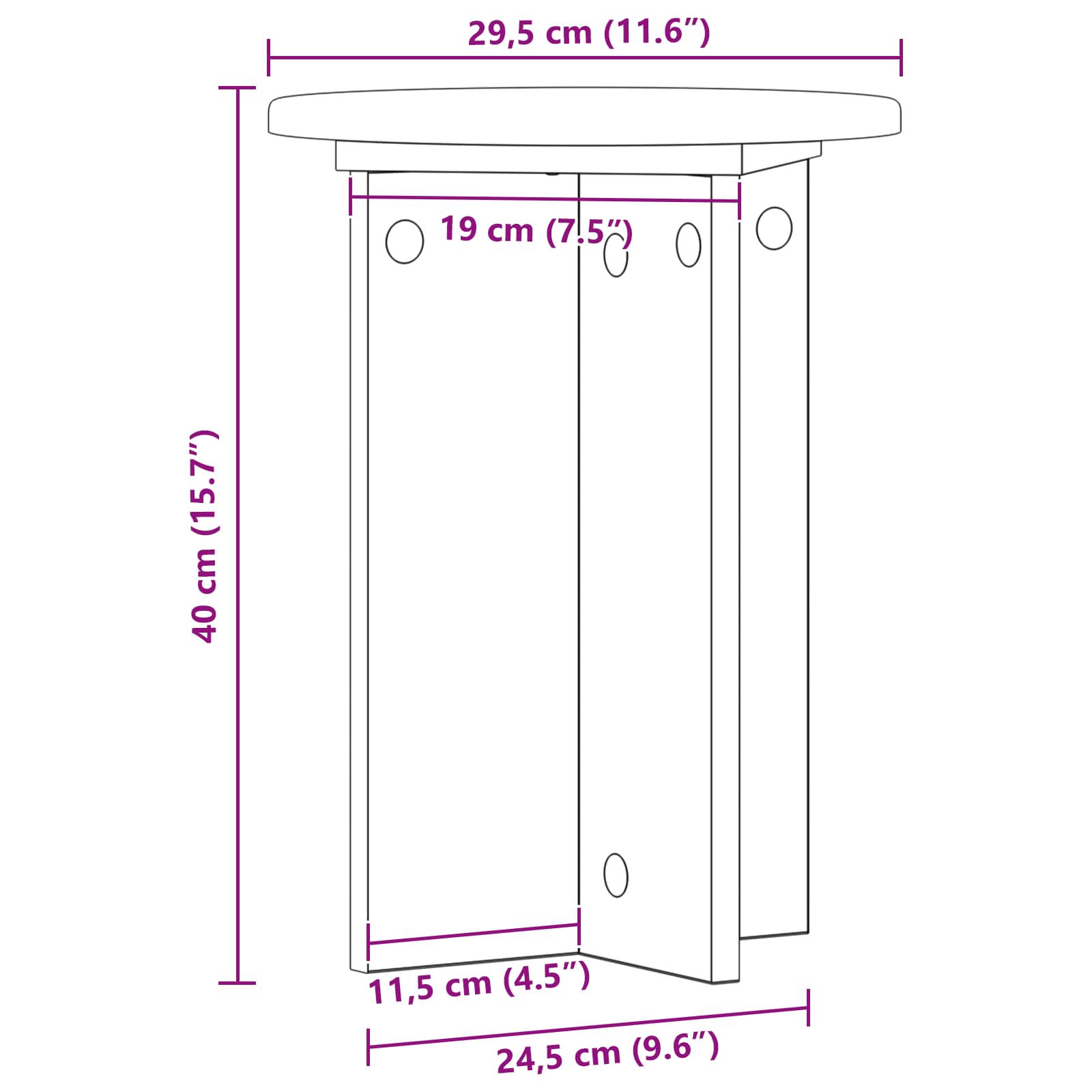 Plantenstandaard 2 pcs Gerookt eiken Ø29,5 x 40 cm Bewerkt hout image 9