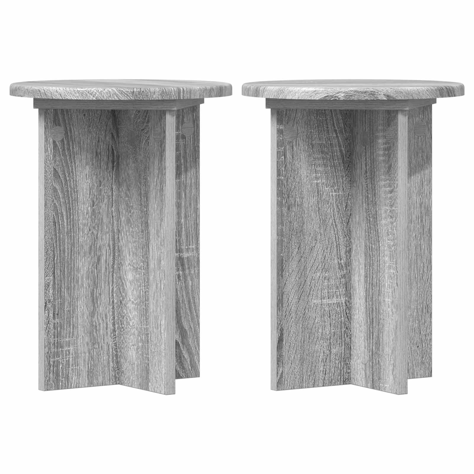 Plantenstandaard 2 pcs Grijs sonoma Ø29,5 x 40 cm Bewerkt hout image 2