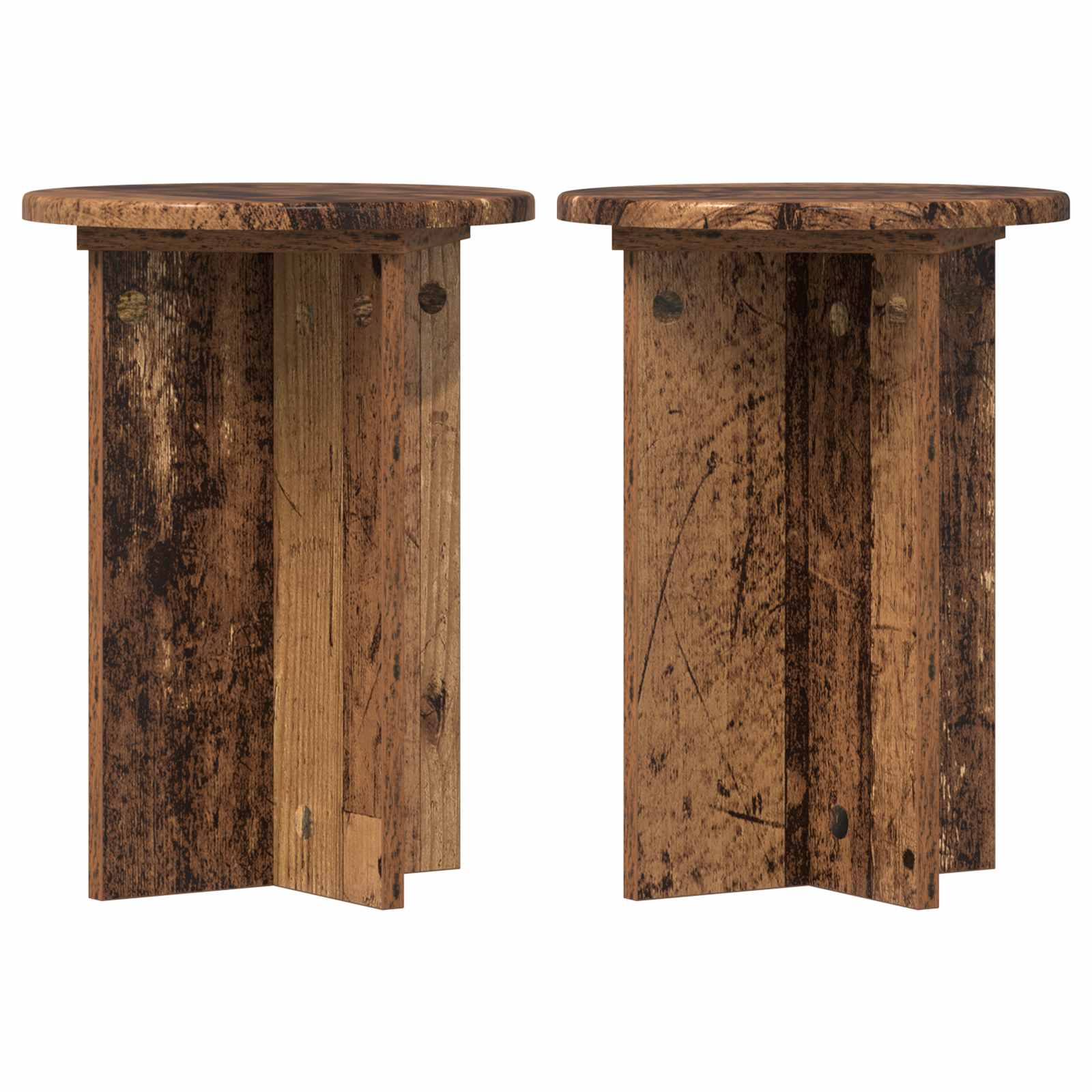 Plantenstandaard 2 pcs Oud hout Ø29,5 x 40 cm Bewerkt hout image 1