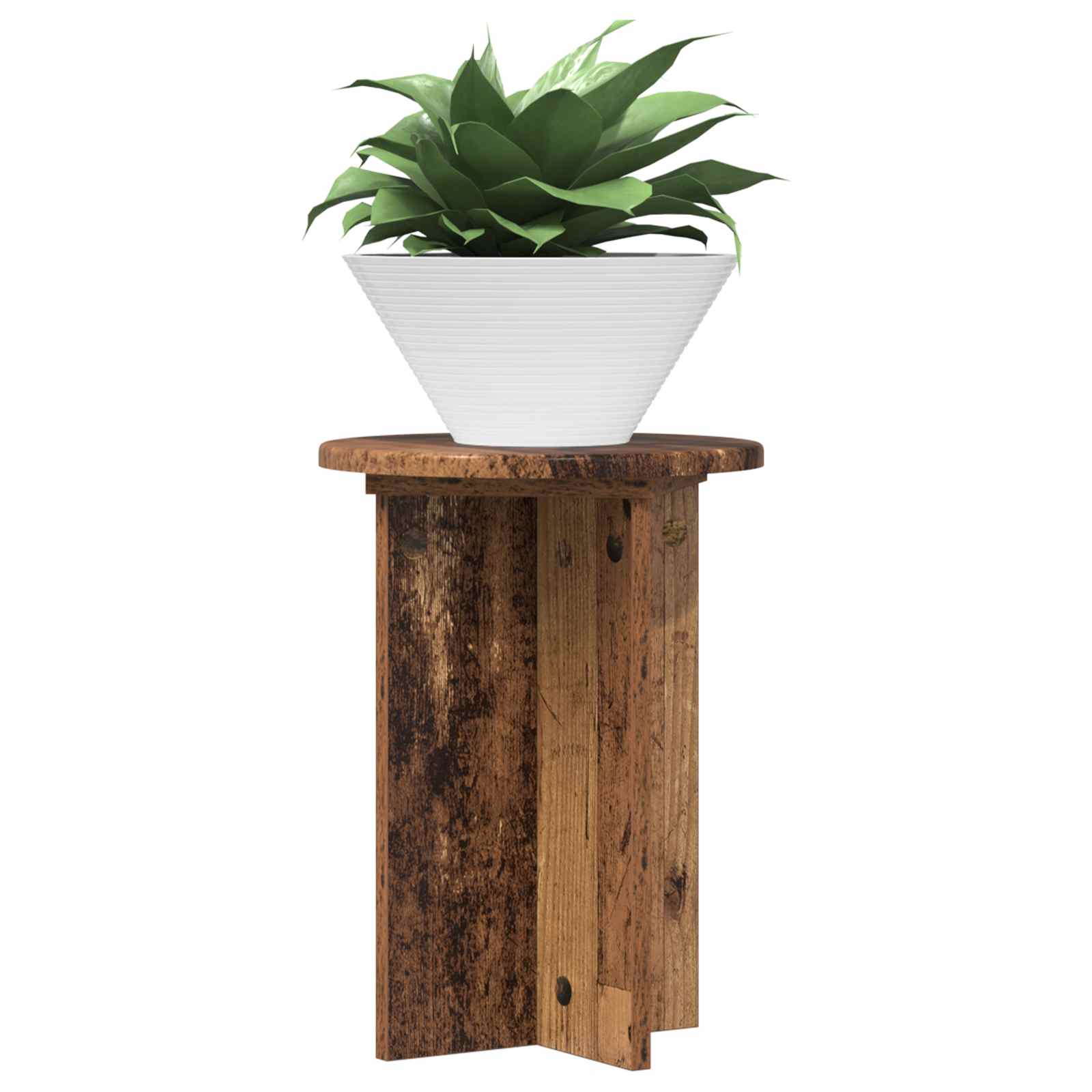 Plantenstandaard 2 pcs Oud hout Ø29,5 x 40 cm Bewerkt hout image 2