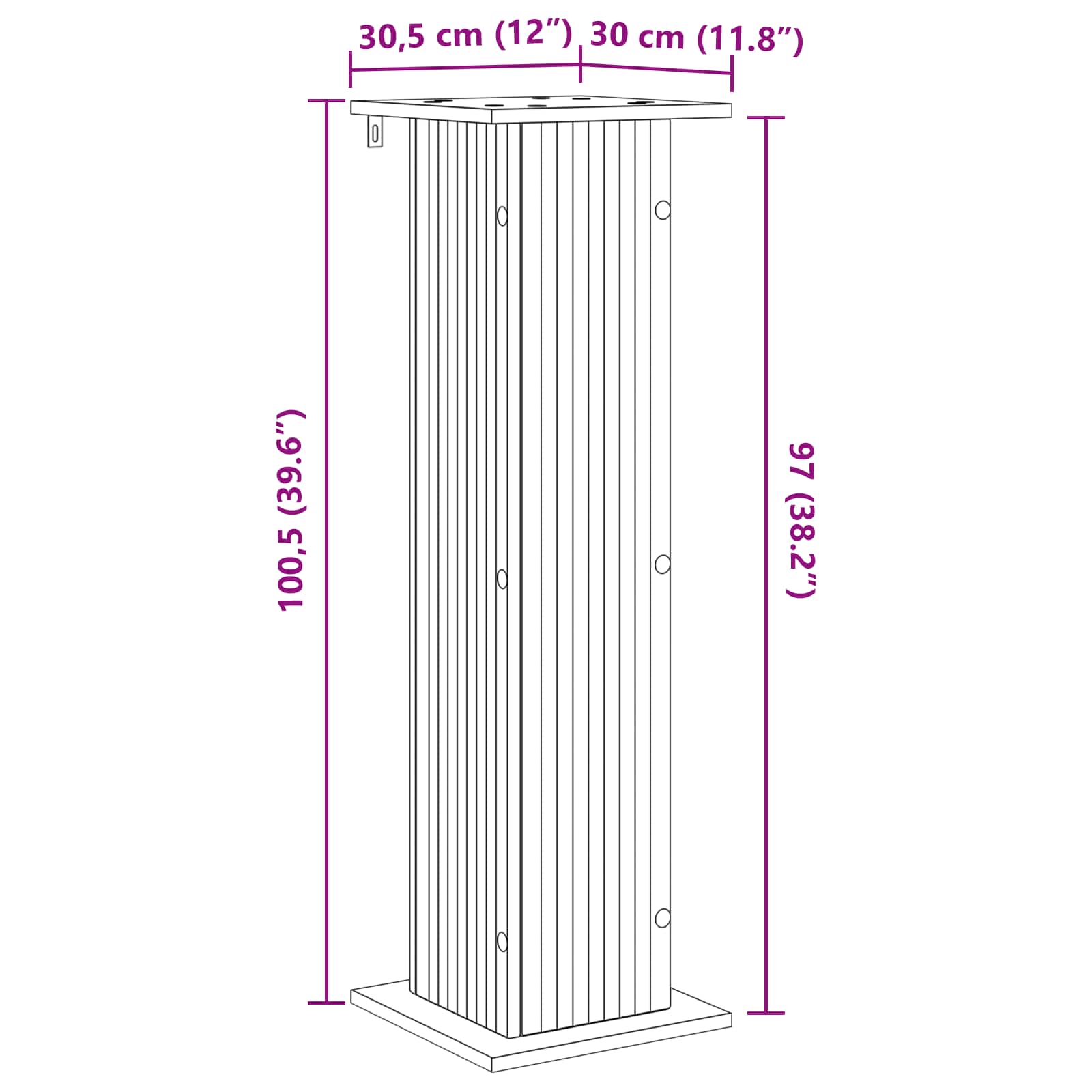 Plantenstandaard 2 pcs Zwart 30,5 x 30 x 100,5 cm Bewerkt hout image 9