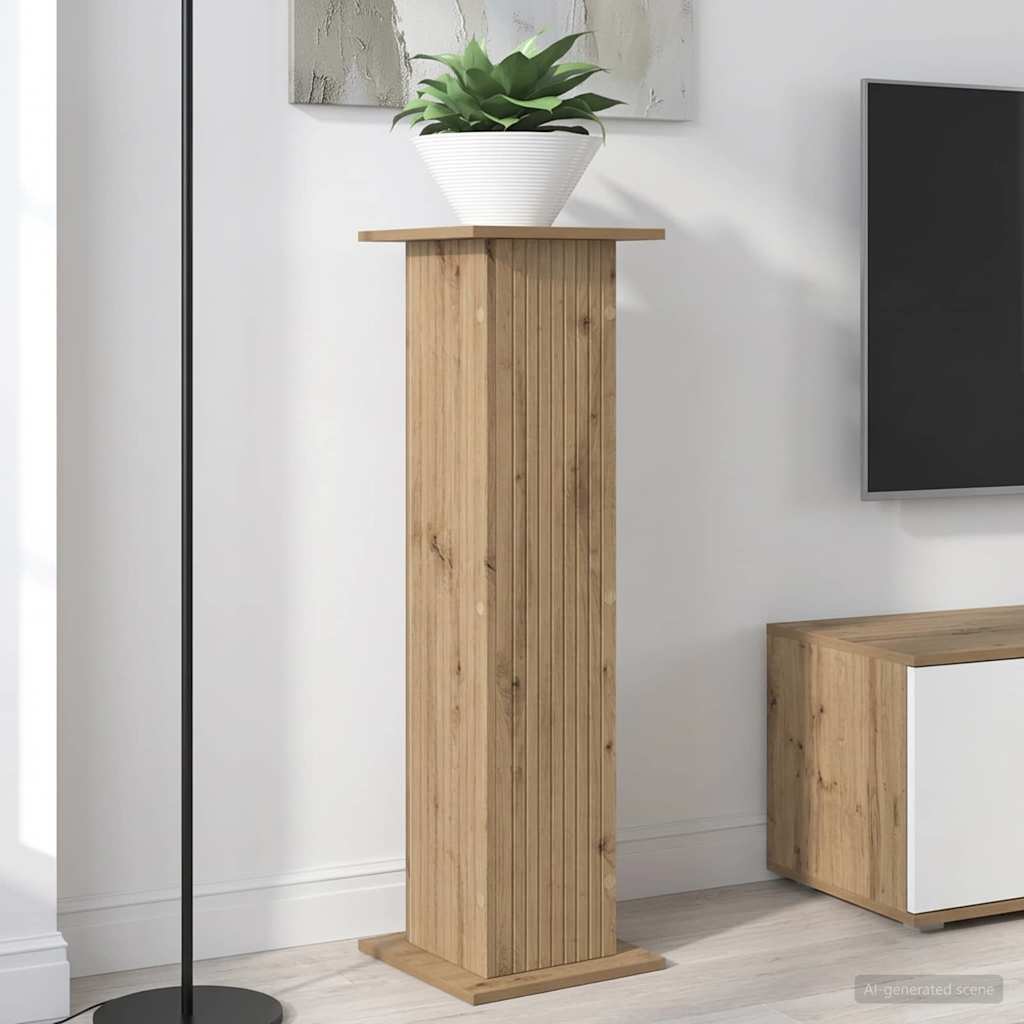 Plantenstandaard Artisanaal eiken 30,5 x 30 x 100,5 cm image 1
