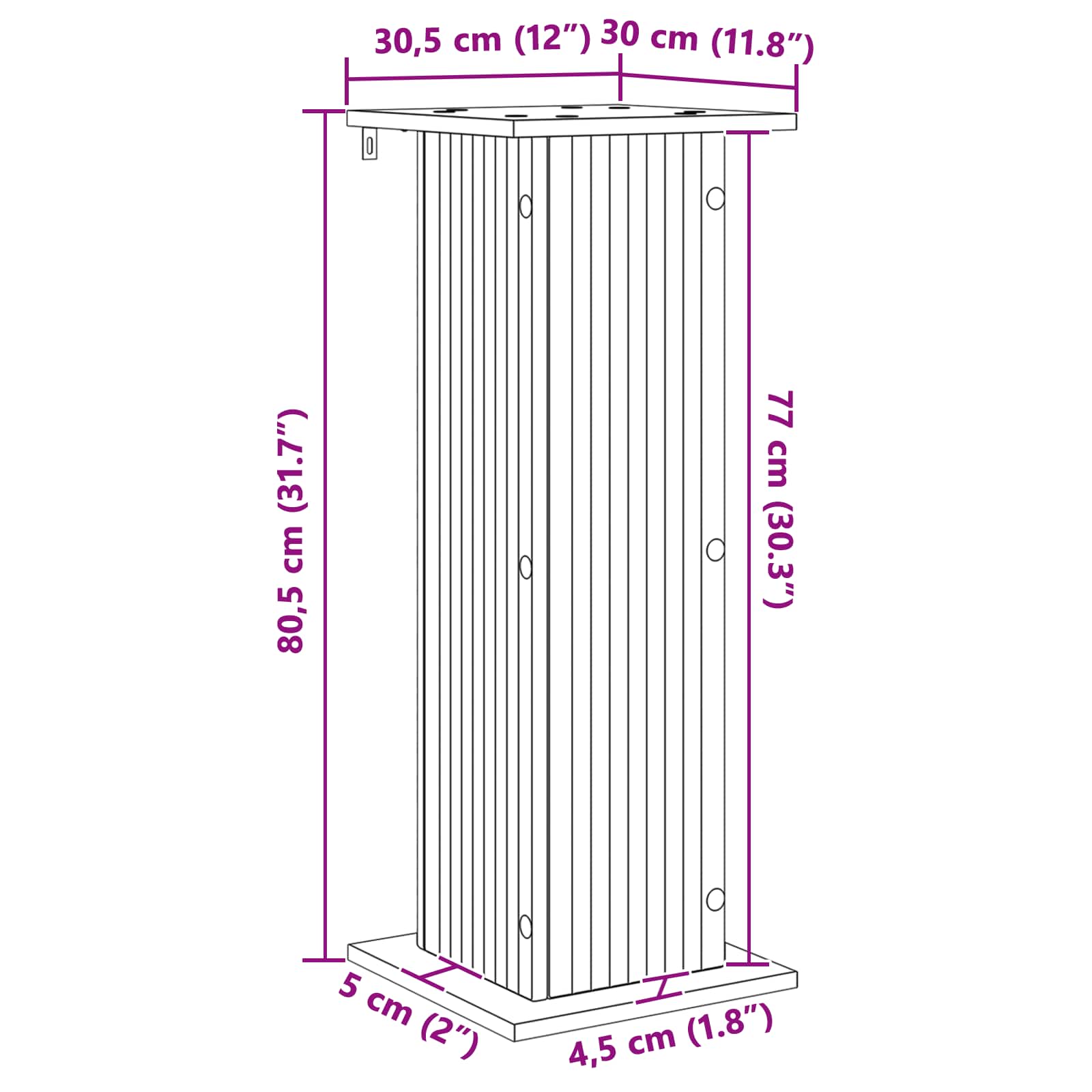 Plantenstandaard Hoogglans Wit 30,5 x 30 x 80,5 cm Bewerkt hout image 7