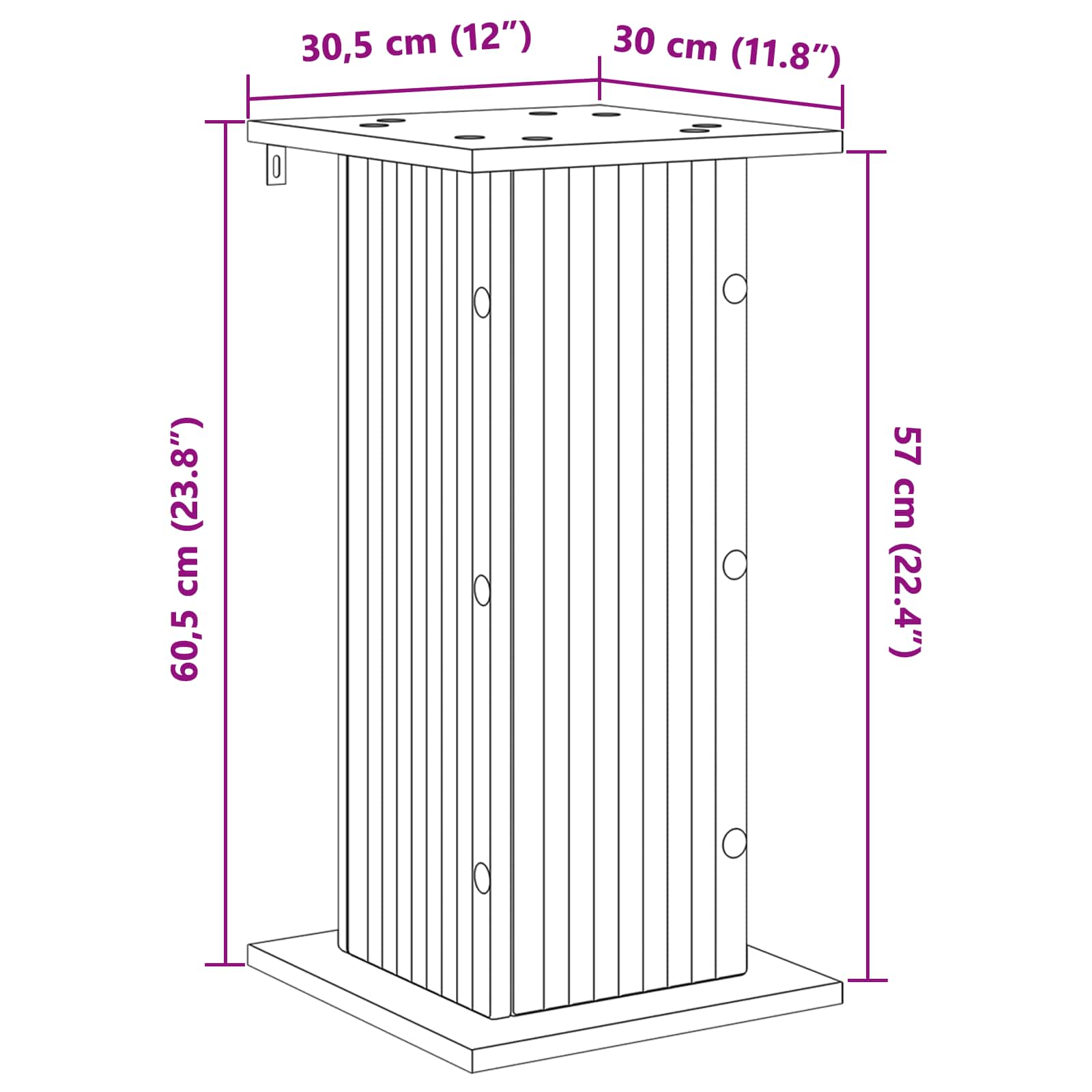 Plantenstandaard Sonoma Eiken 30,5 x 30 x 60,5 cm Bewerkt hout image 7