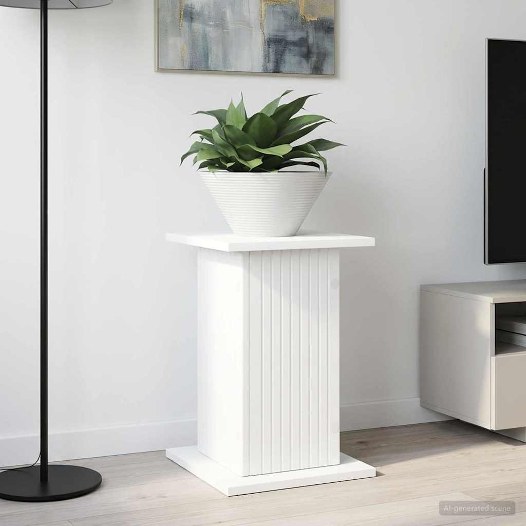 Plantenstandaard Wit 30,5 x 30 x 43 cm Bewerkt hout image 1