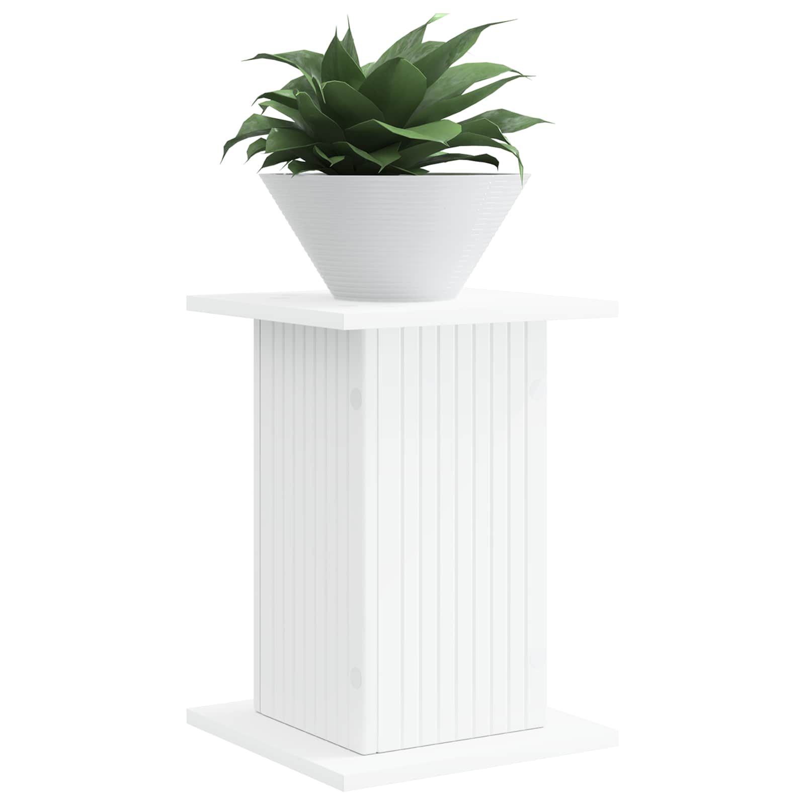 Plantenstandaard Wit 30,5 x 30 x 43 cm Bewerkt hout image 3