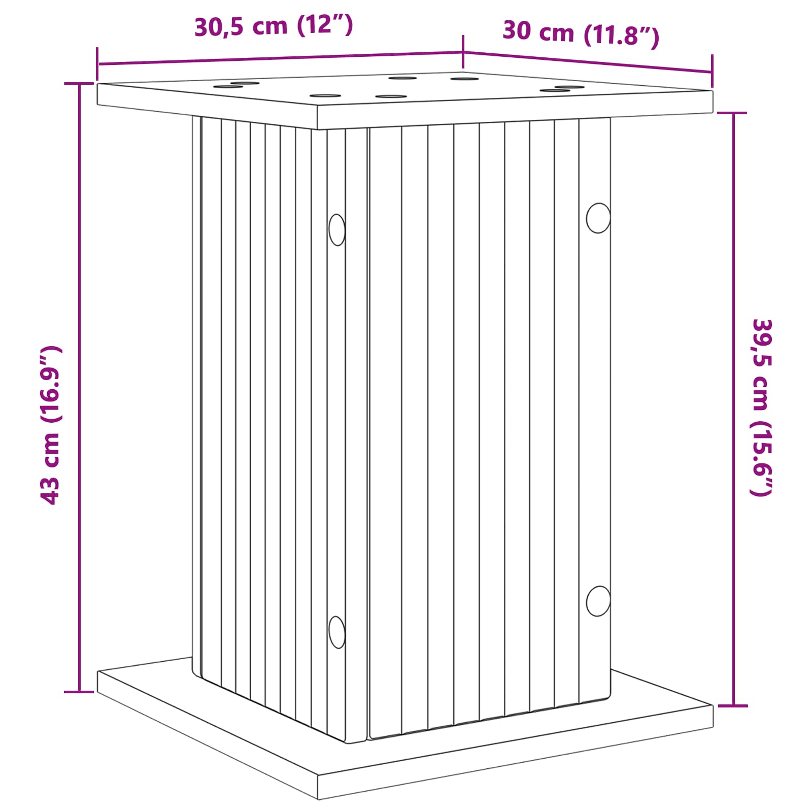 Plantenstandaard 2 pcs Wit 30,5 x 30 x 43 cm Bewerkt hout image 9