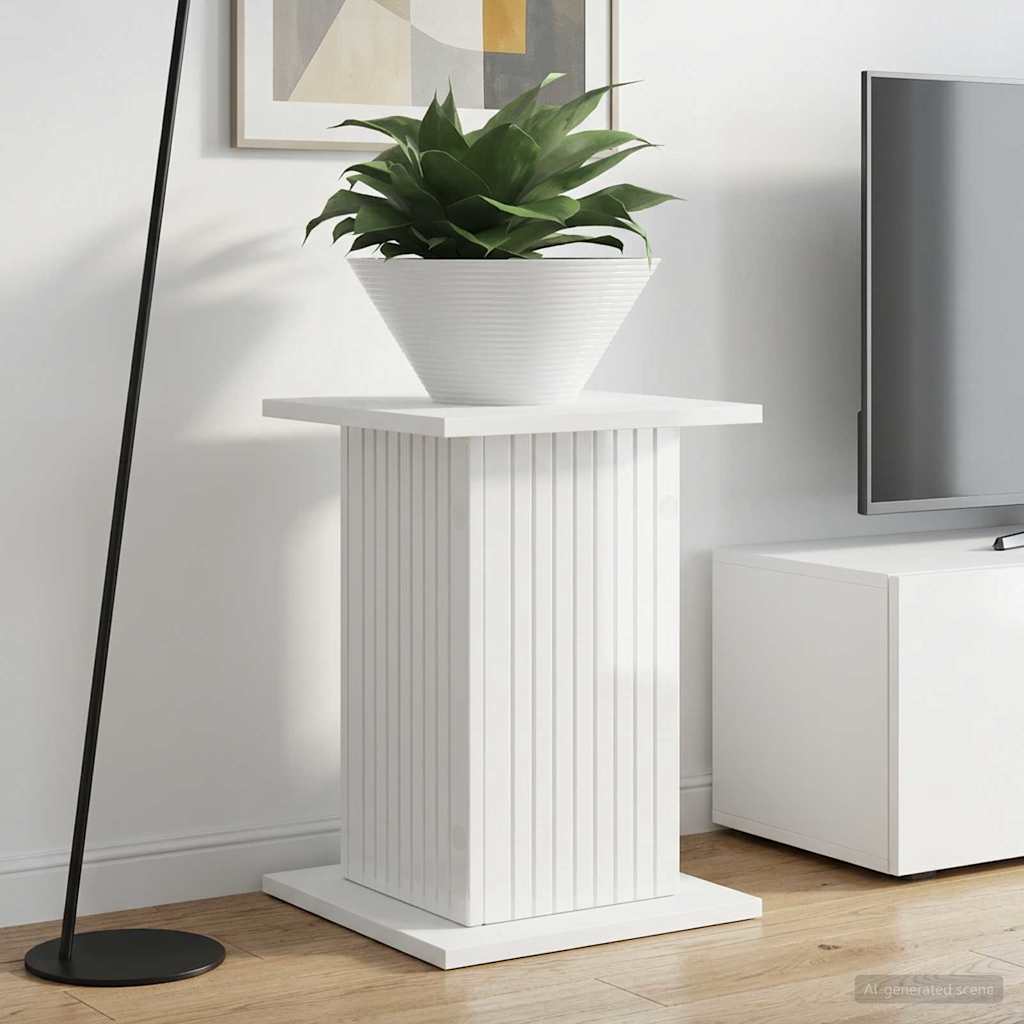 Plantenstandaard Hoogglans Wit 30,5 x 30 x 43 cm Bewerkt hout image 1