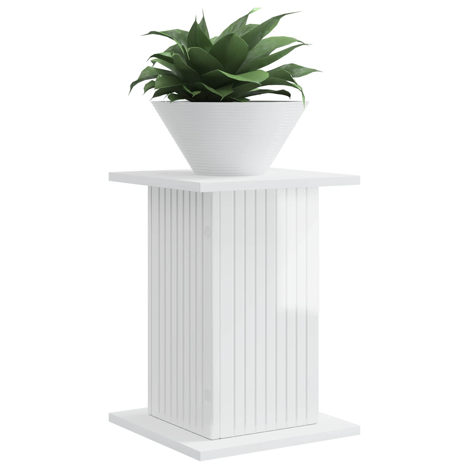 Plantenstandaard Hoogglans Wit 30,5 x 30 x 43 cm Bewerkt hout image 3