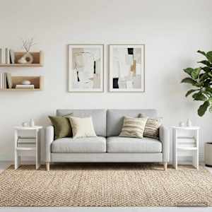 Stranska omara 2 pcs Bela Ø40 x 50 cm Konstruirano leseno