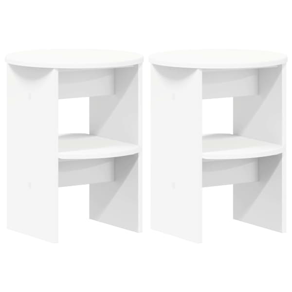 vidaXL K&otilde;rvalkapp 2 tk Valge &Oslash;40 x 50 cm T&ouml;&ouml;deldud puit