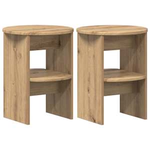 Boční skříňka 2 pcs Řemeslný Dub Ø40 x 50 cm Dřevěný materiál - obrázek 2