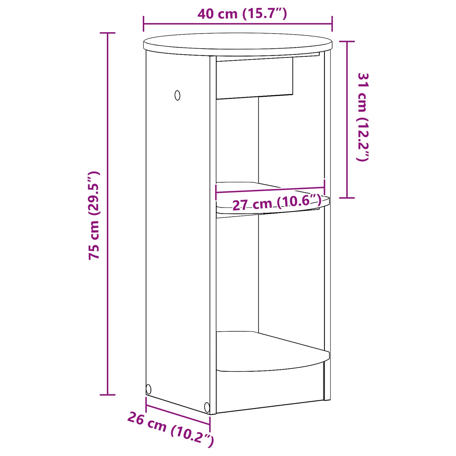 Stranska omara Siva Sonoma 40 x 40 x 75 cm Konstruirano leseno - slika 8