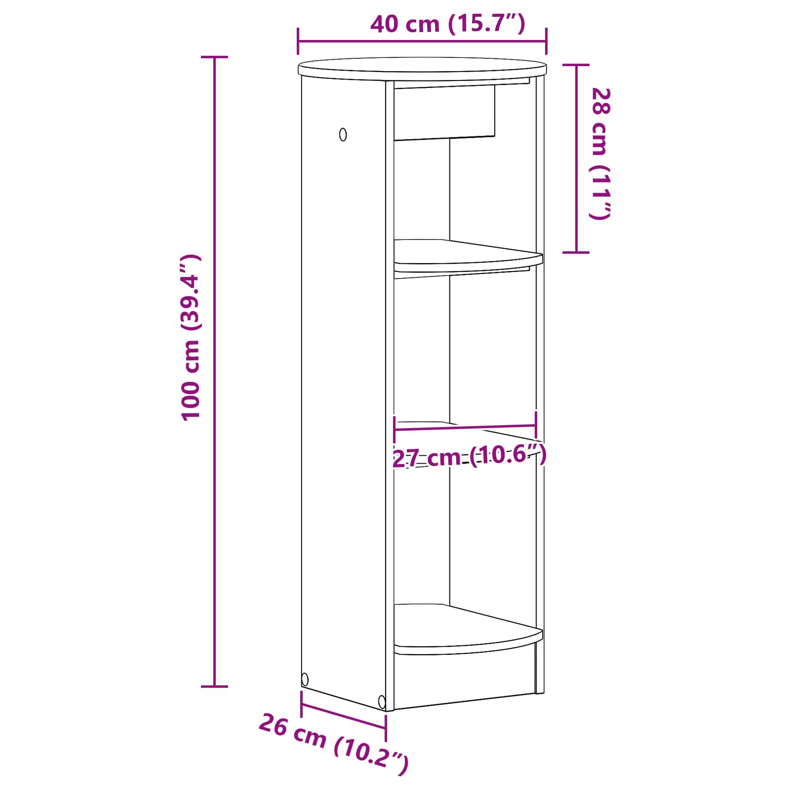 Stranska omara Črna 40 x 40 x 100 cm Konstruirano leseno - slika 8
