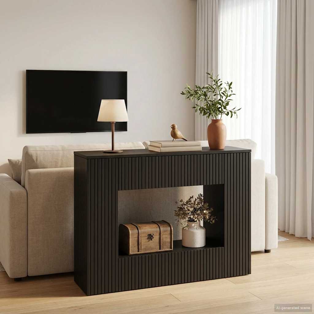 vidaXL Masă de consolă Dungi Negru 101 x 29 x 74 cm Lemn prelucrat
