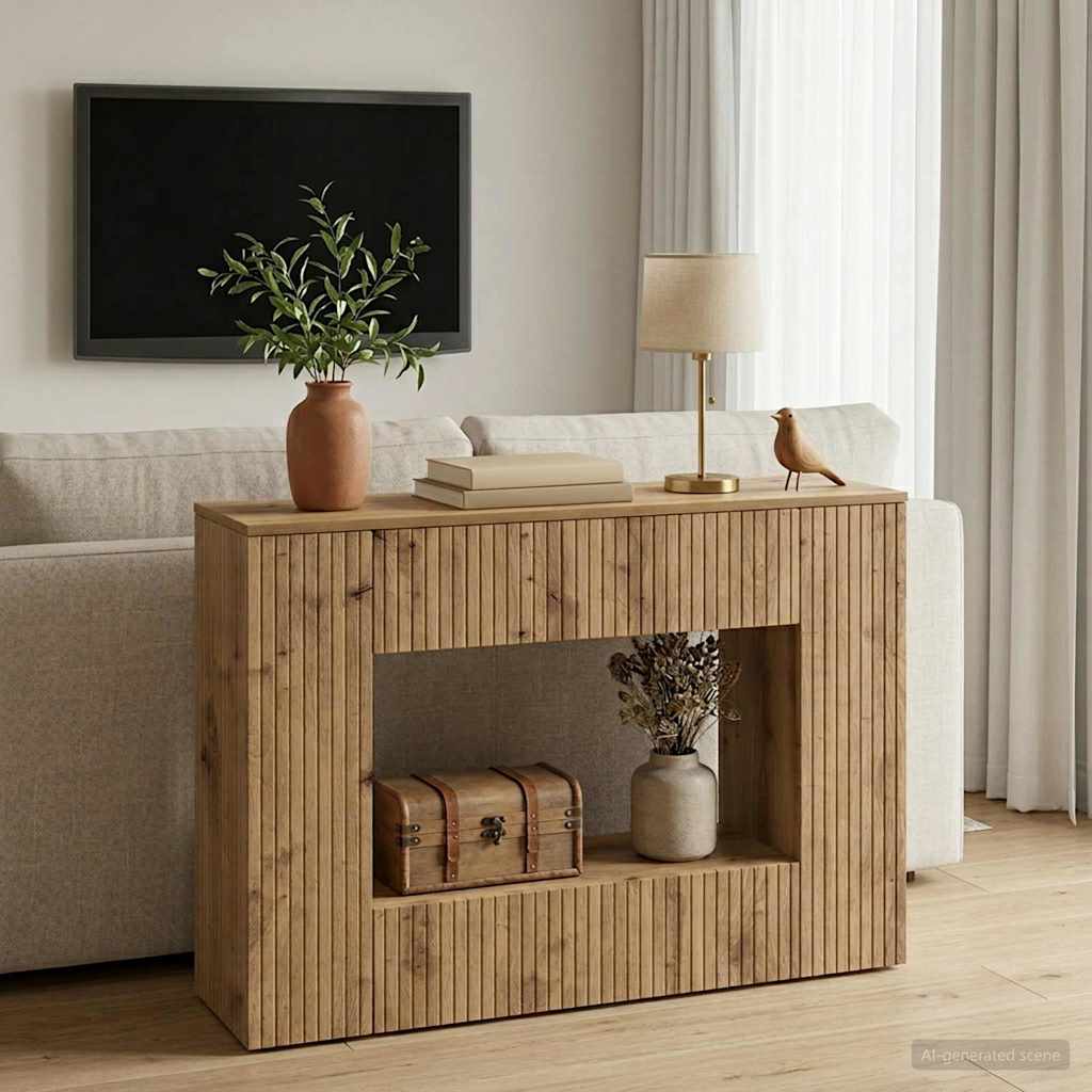 vidaXL Masă de consolă Dungi Stejar Artizanal 101 x 29 x 74 cm