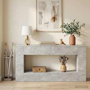 Konzolna miza Beton Siva 155 x 29 x 74 cm Konstruirano leseno