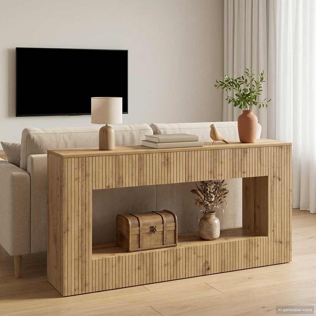 vidaXL Masă de consolă Dungi Stejar Artizanal 155 x 29 x 74 cm