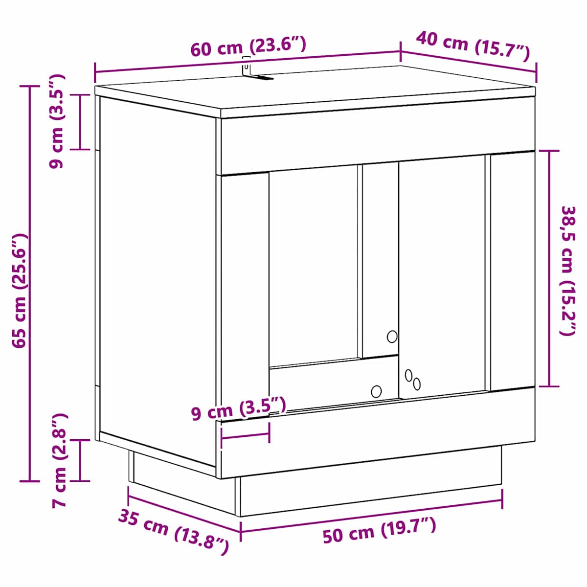 Sidebord 60 x 40 x 65 cm Konstrueret træ - Billede 10