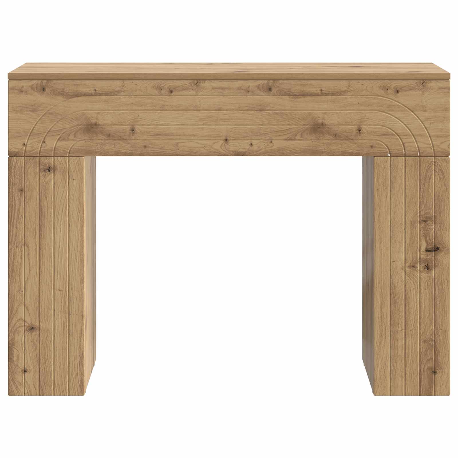 Salontafel Artisanaal eiken 102 x 35 x 75 cm Bewerkt hout - Afbeelding 4