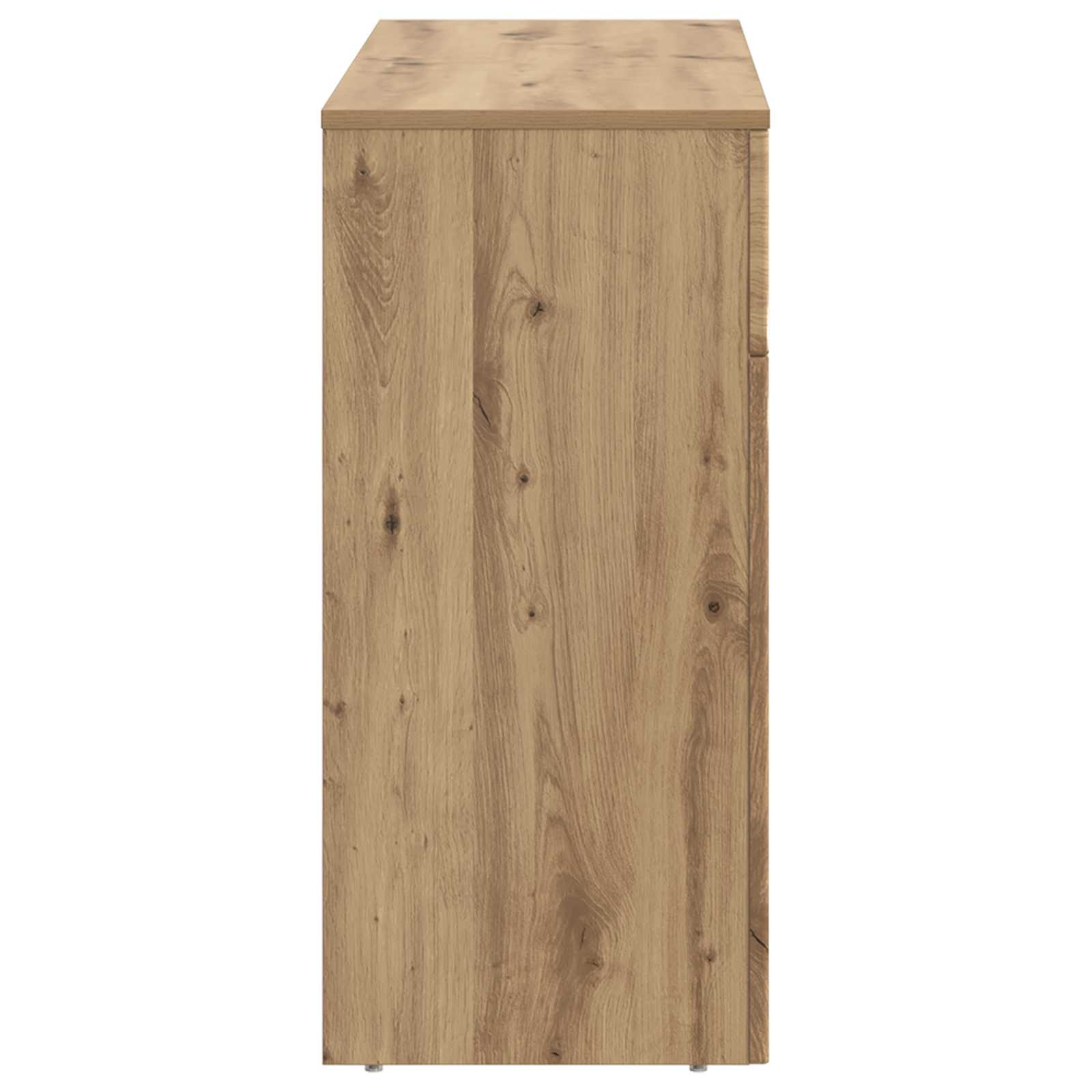 Salontafel Artisanaal eiken 102 x 35 x 75 cm Bewerkt hout - Afbeelding 5