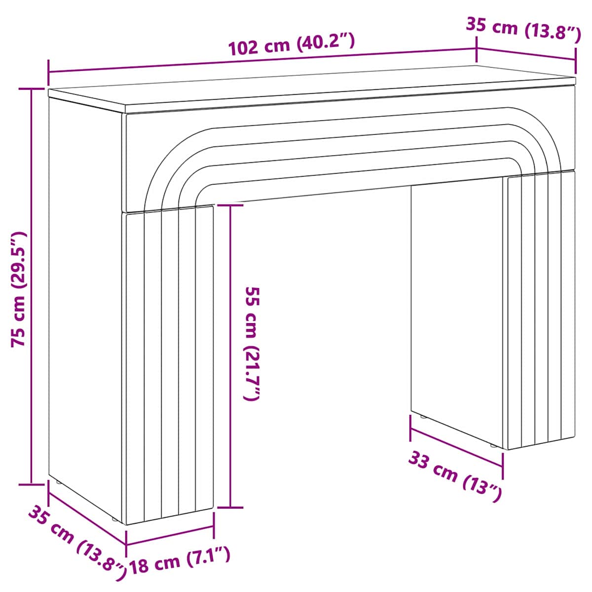 Sofabord 102 x 35 x 75 cm Konstrueret træ - Billede 10