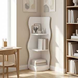 Kotna polica s polico Bela 34 x 33 x 102 cm Inženirski les