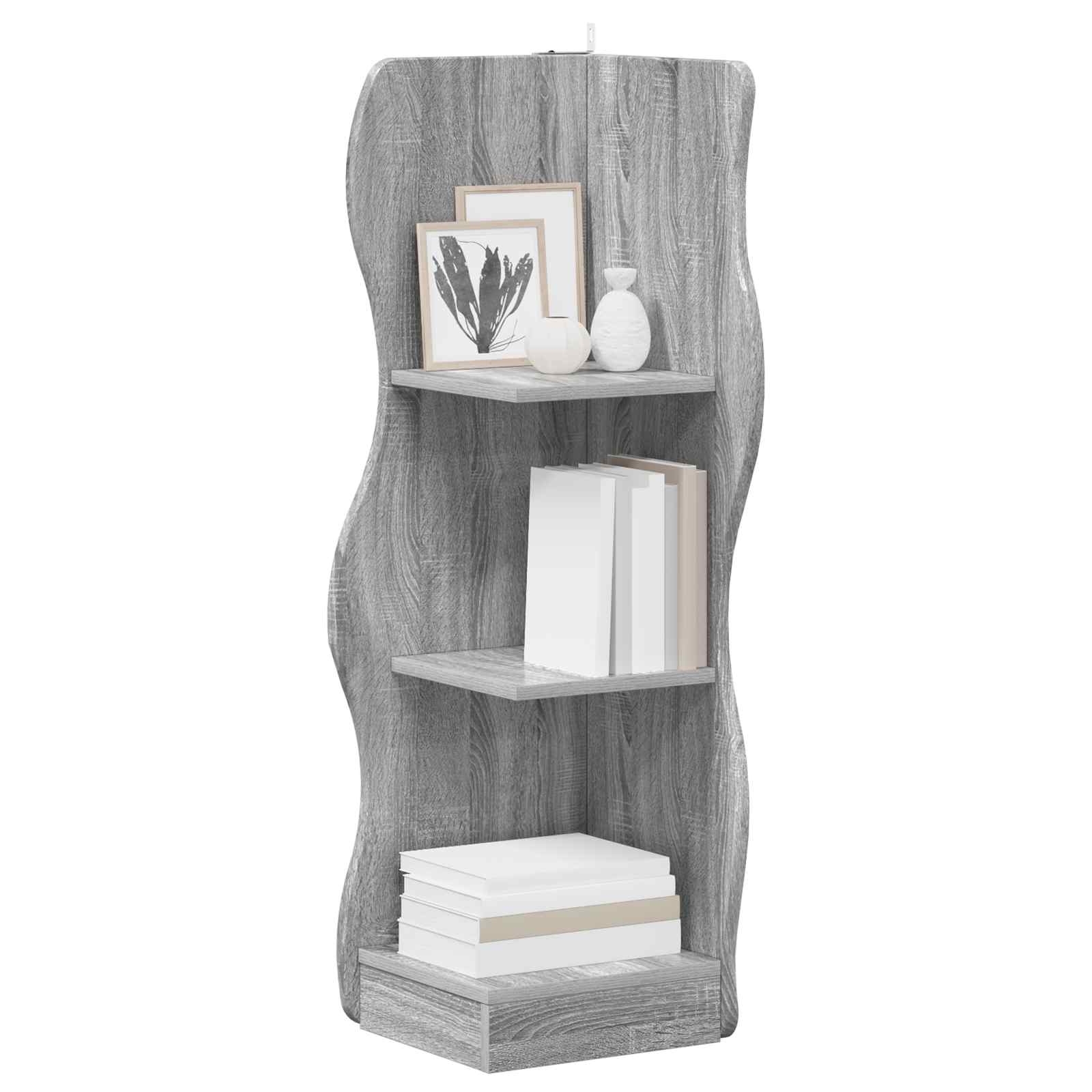 Kotna polica Siva Sonoma 34 x 33 x 102 cm Inženirski les - slika 3