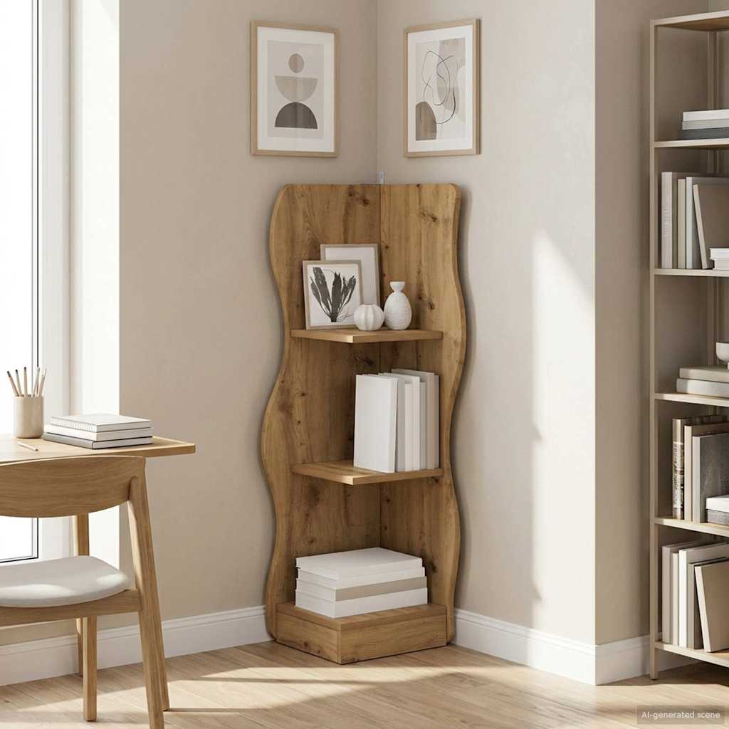 vidaXL Raft de colț Stejar Artizanal 34 x 33 x 102 cm Lemn prelucrat