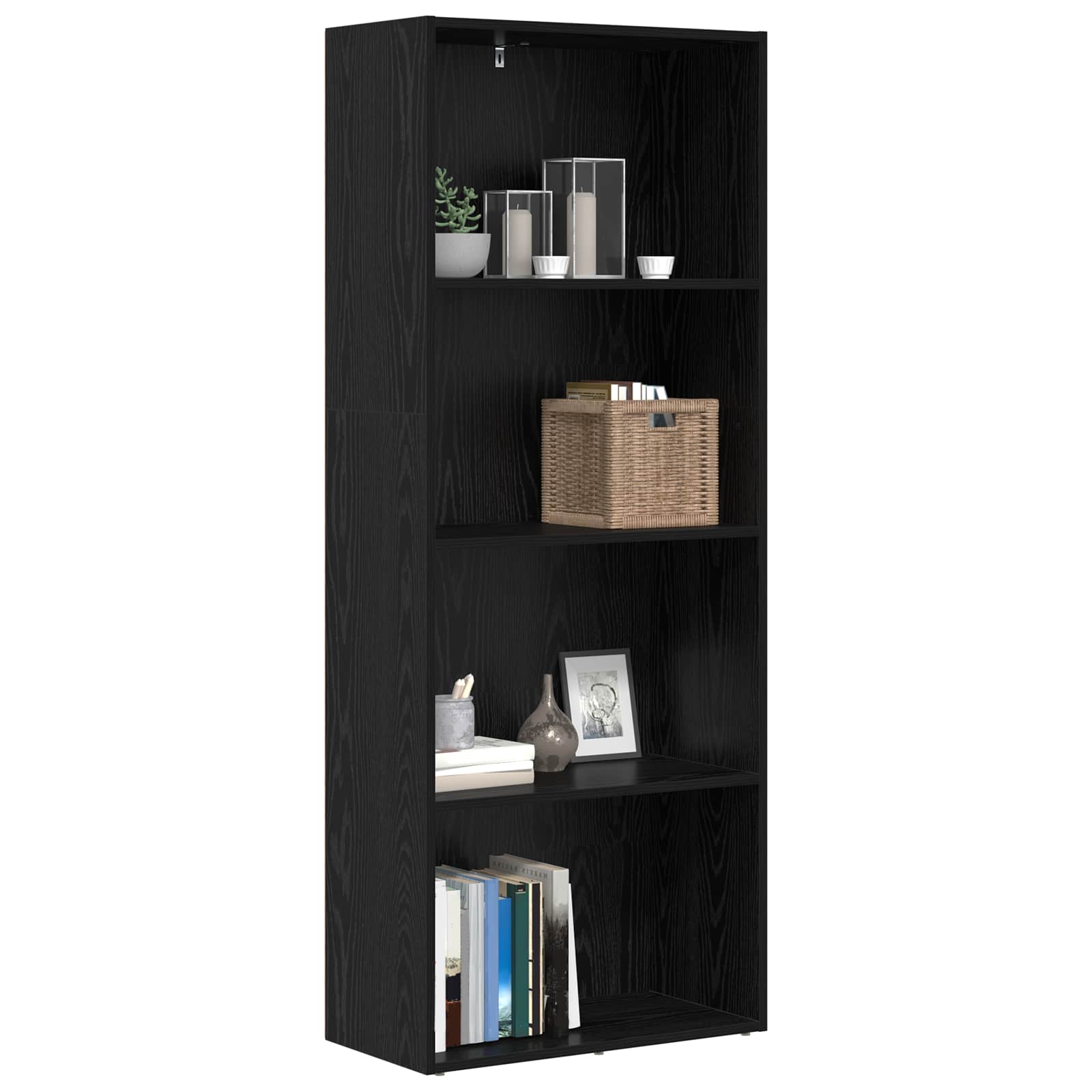 vidaXL Boekenkast Zwart Eiken 60 x 30 x 151,5 cm Bewerkt hout