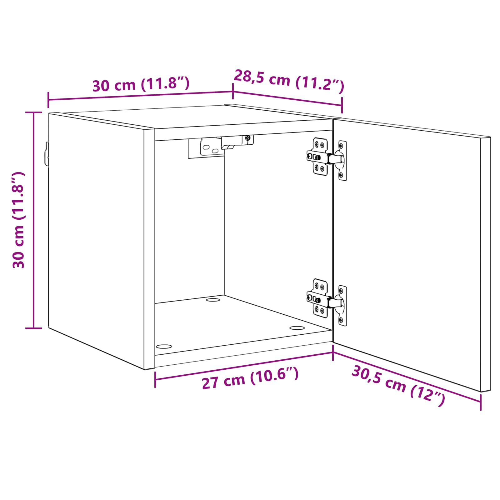Cabinet TV Stejar Artizanal 30,5 x 30 x 30 cm Lemn compozit