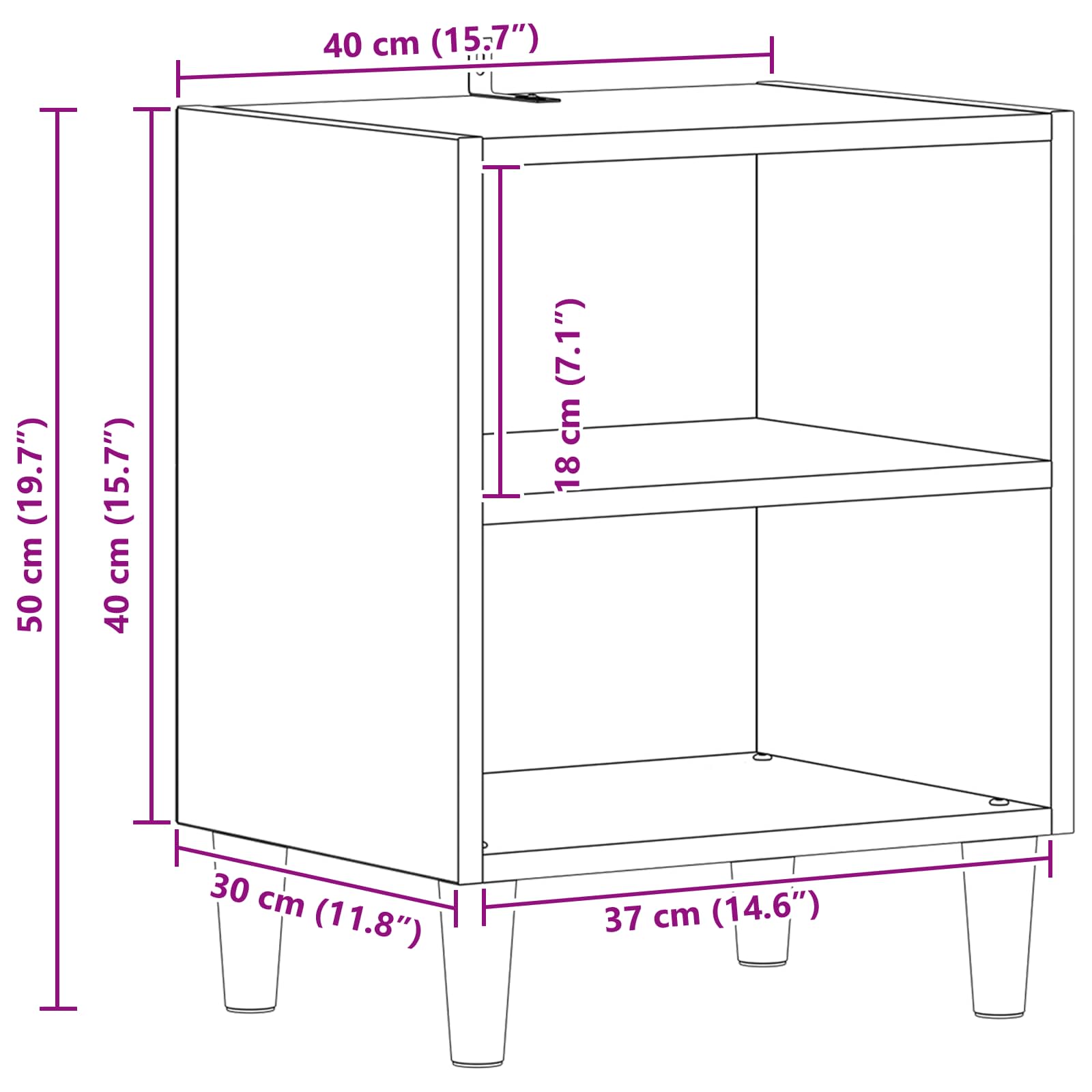 Sängynkaappi Musta tammi. 40 x 30 x 50 cm Tekninen puu - Image 9