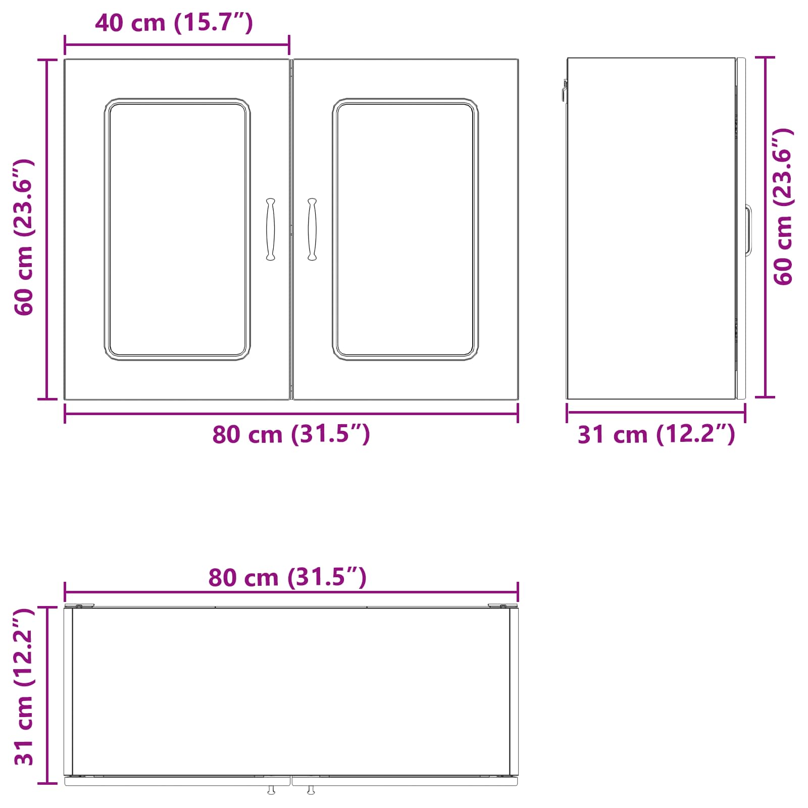 Kuhinjski element z vrati Kalmar Črna Orehovina 80 x 31 x 60 cm - slika 12