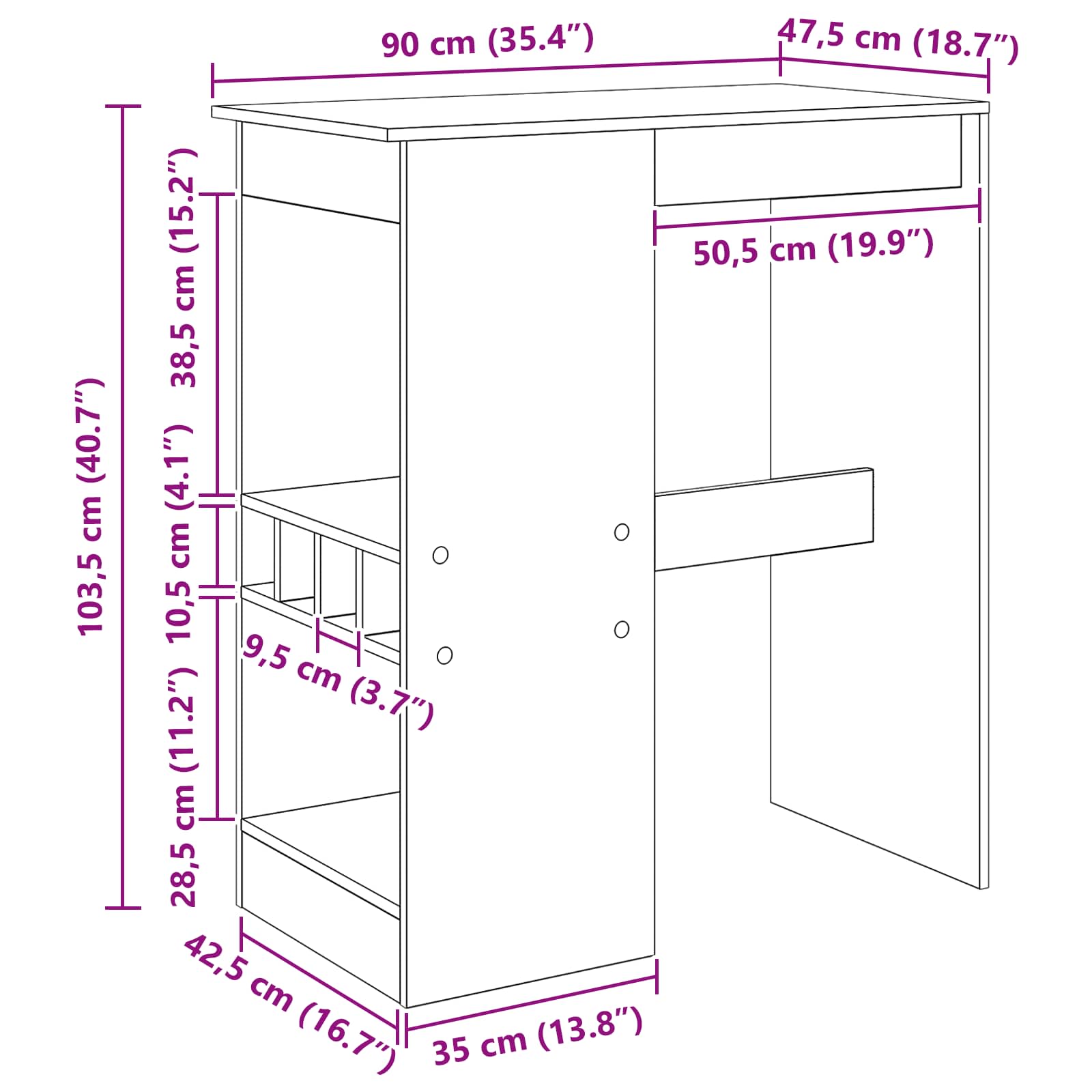 Baaripöytä Musta tammi. 90 x 47.5 x 103.5 cm Tekninen puu - Image 9