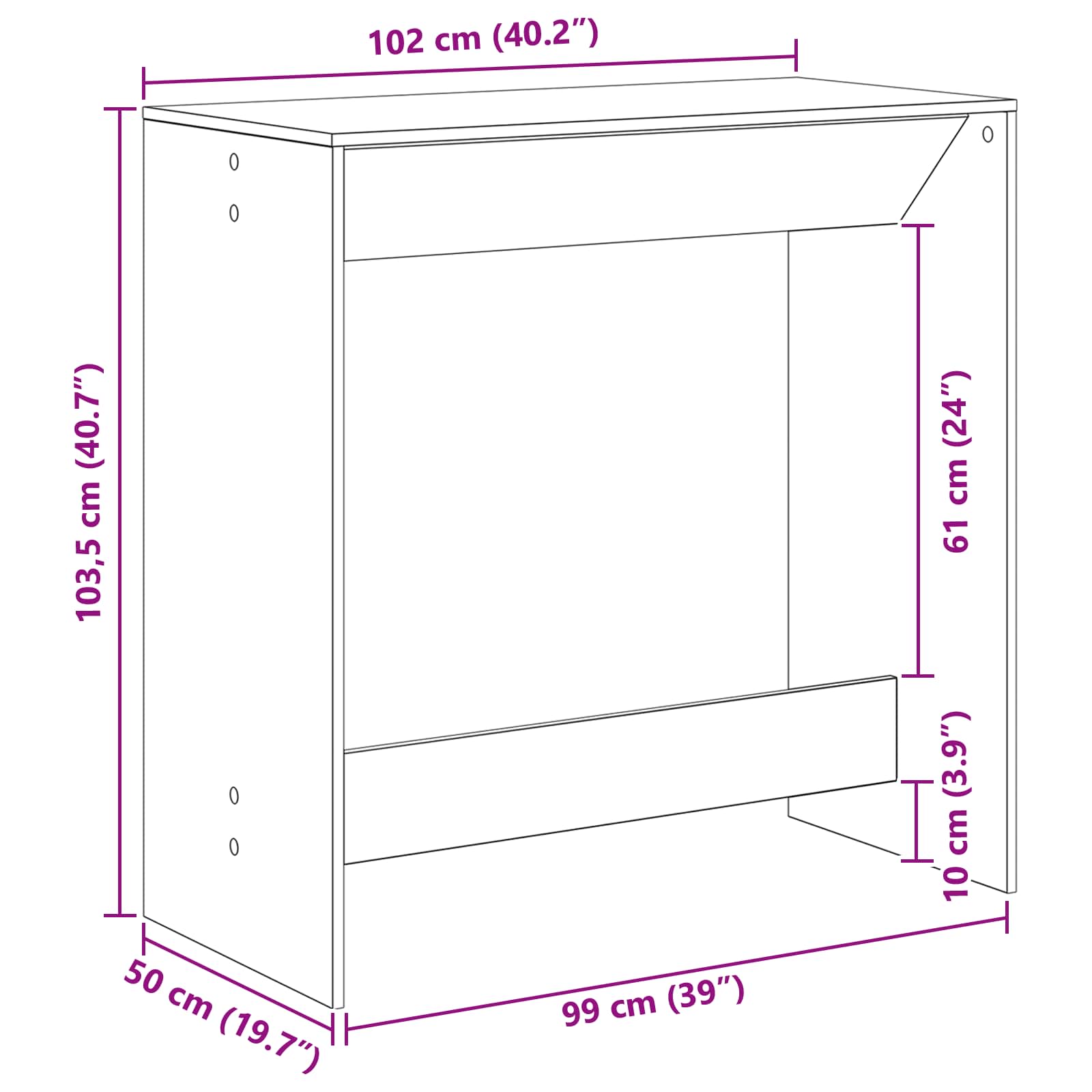 Baaripöytä Musta tammi. 102 x 50 x 103,5 cm Tekninen puu - Image 9