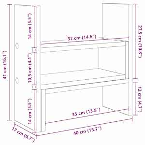 Stojan na monitor na stůl s úložištěm Černý dub 40 x 17 x 41 cm - obrázek 10