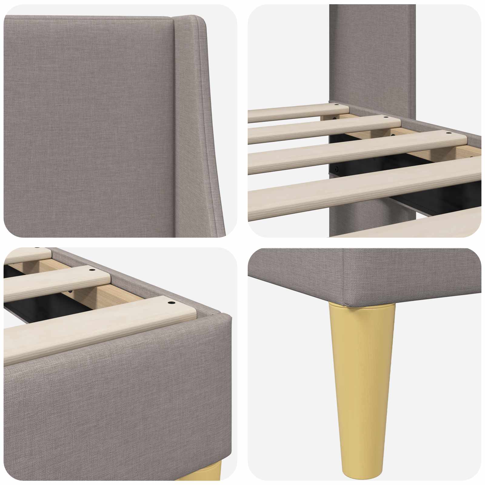 Konstrukcija postelje z vzglavjem Taupe 90 x 190 cm blago - slika 7