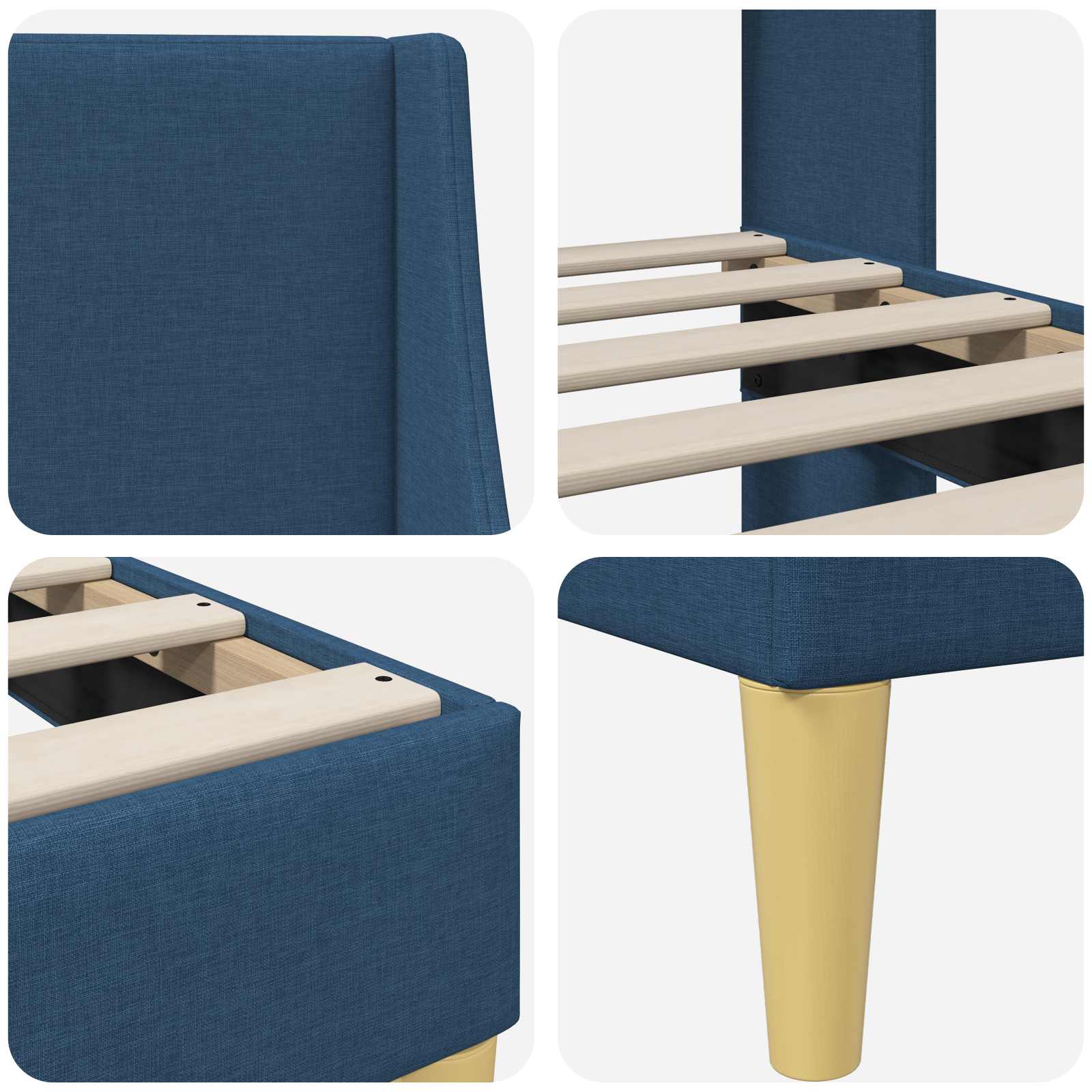 vidaXL Bettrahmen mit Kopfteil Blau 100 x 200 cm Stoff – Bild 7