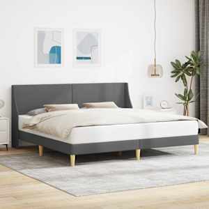 Rám postele s čelo Tmavě šedá 100 x 203 cm Textil - obrázek 1