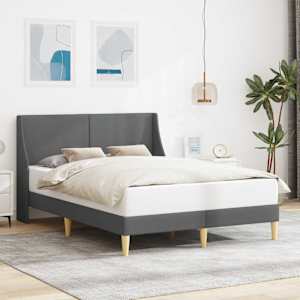 Rám postele s čelo Tmavě šedá 137 x 190 cm Textil